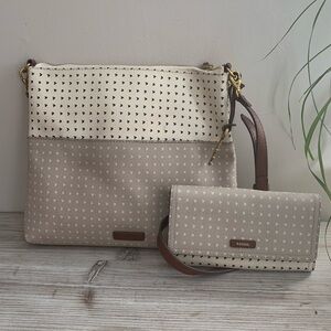 Fossil Mini Hearts Two Tone Crossbody with Matching Wallet